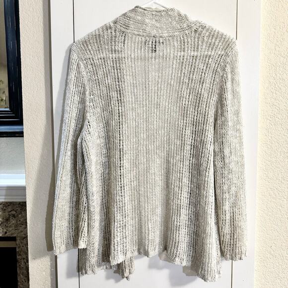 Eileen Fisher Silk Linen Blend Open Knit Women’s Cardigan Size Large Cream - Picture 4 of 6